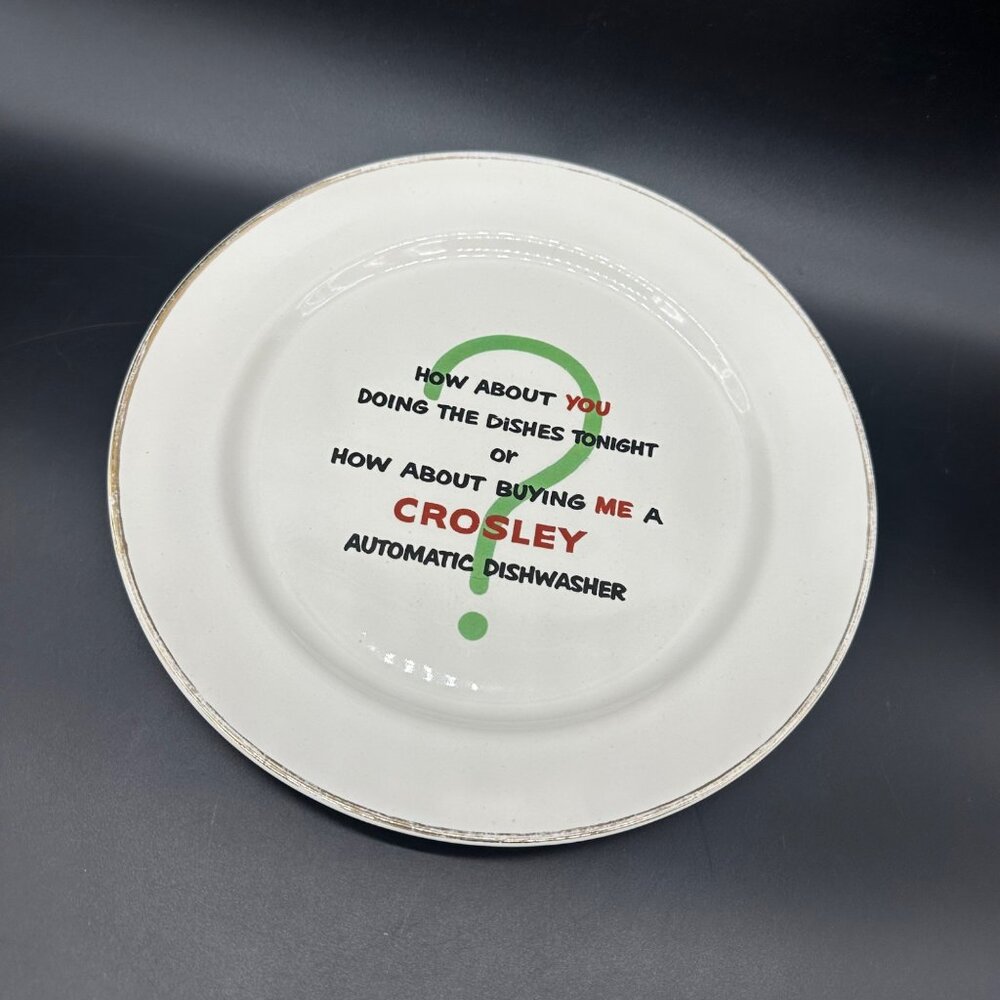 Vintage Crosley Advertising Plate Dishwasher Retro Kitchen Housewife Ceramic